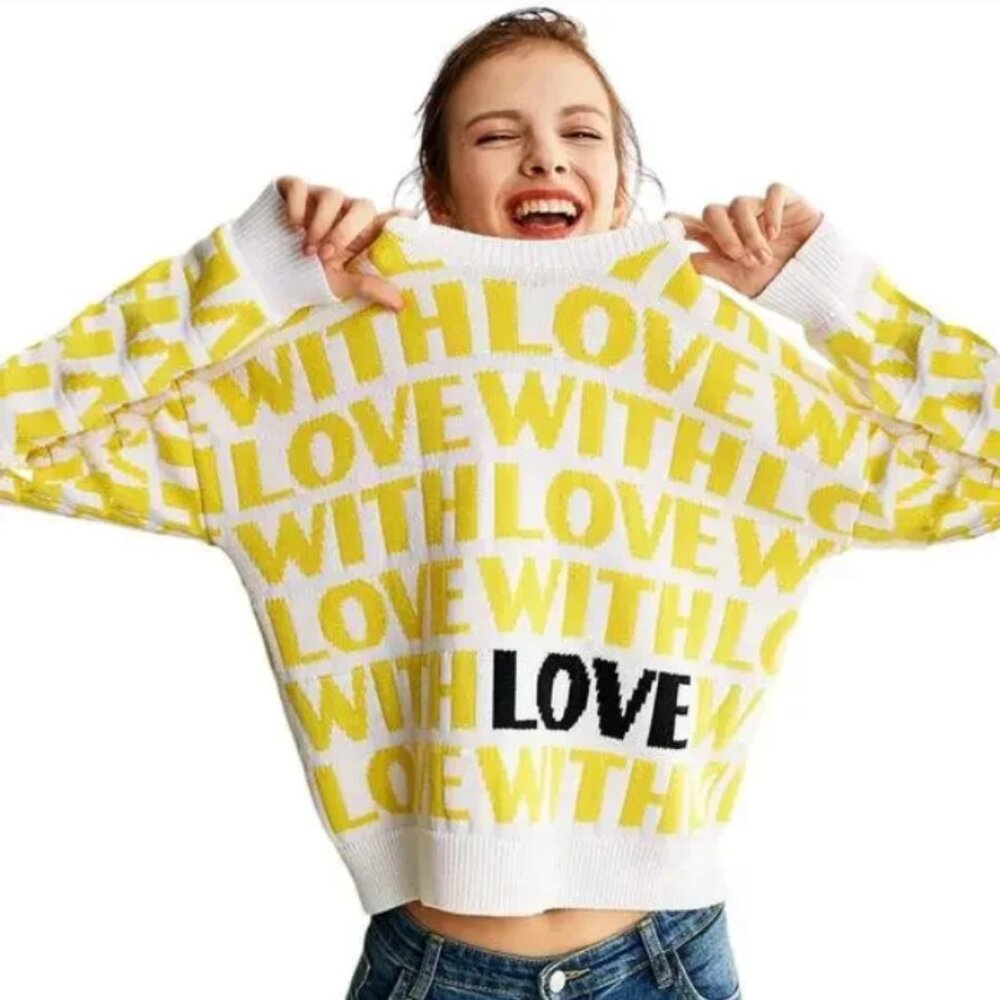 Maje "With Love" Monty Jacquard Sweater - Size M (Designer Size 2)